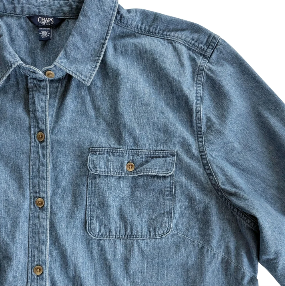 Chaps Chambray Button Up Shirt Size 2XL - Picture 6 of 10